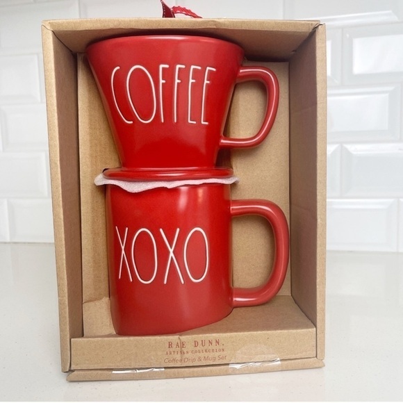 Rae Dunn XOXO COFFEE DRIP & MUG SET - Picture 1 of 6
